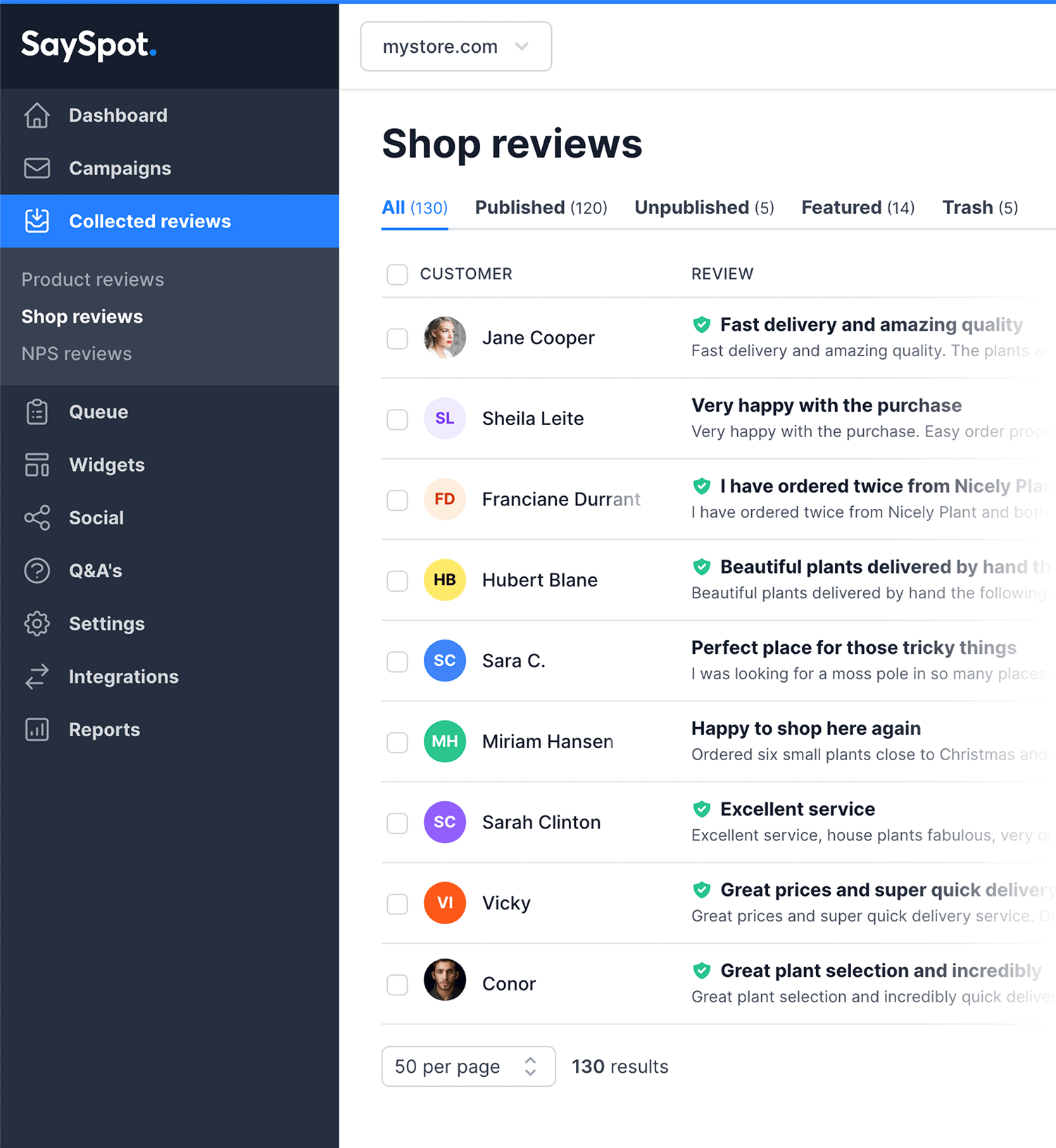 Shop reviews widget